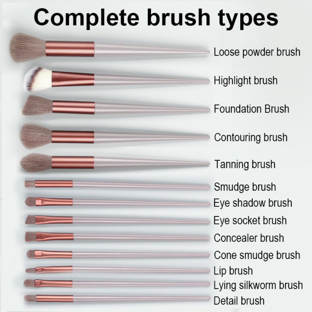 13Pcs Makeup Brush Set Make Up Concealer Brush Blush Powder Brush Eye Shadow Highlighter Foundation Brush