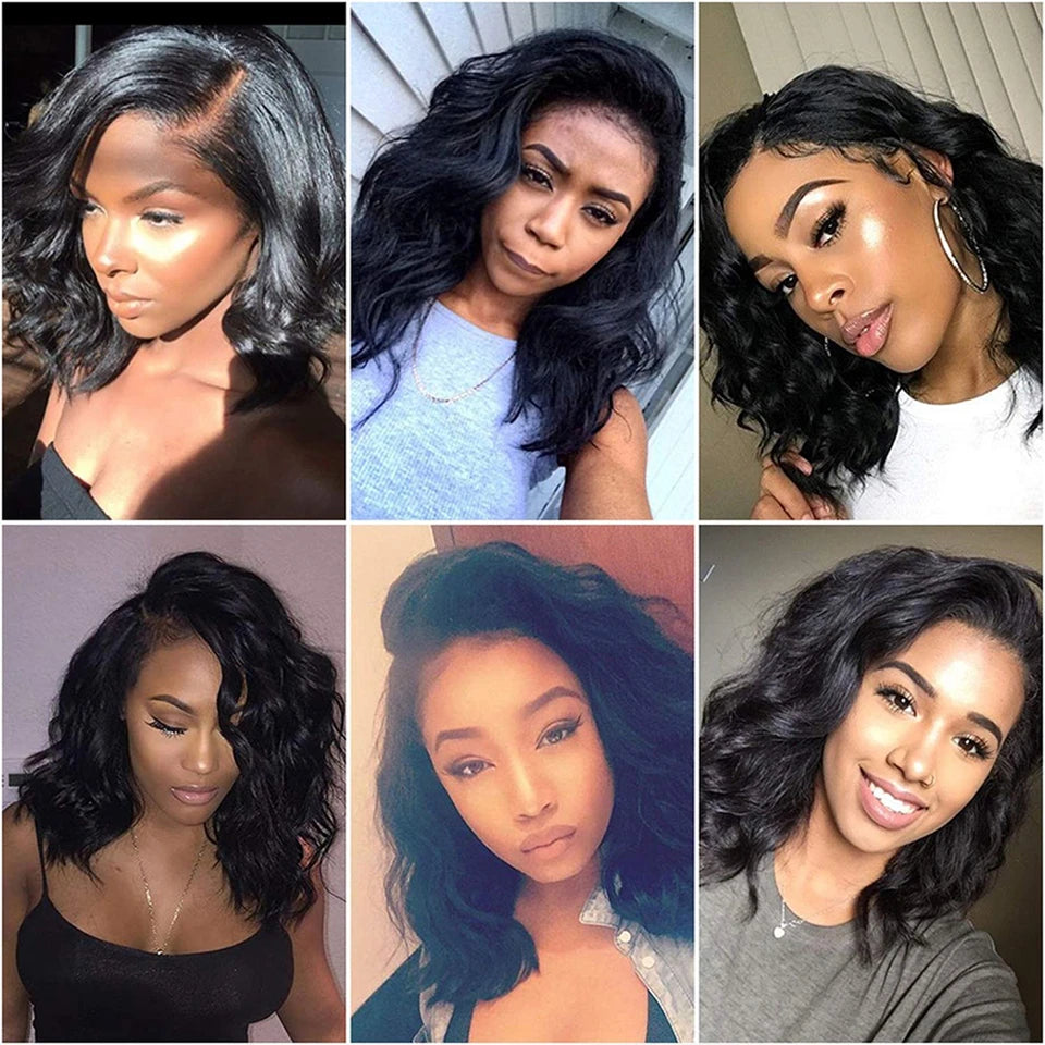 Brazilian Body Wave Short Bob 4x4 Closure Wig Transparent 13x4 Lace Front Pre Plucked Human Hair Wigs for Women