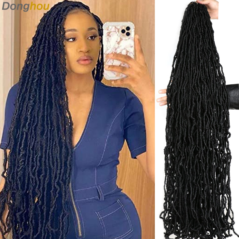 36 Inch 6Packs Extended New Faux Locs Crochet Hair Naturel Loks Pre Looped Synthetic Hair 170g 21Strands/Pack