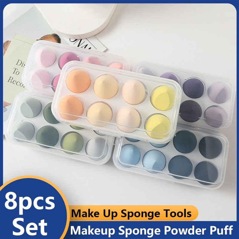 4/8pcs Dry and Wet Makeup Sponge Powder Puff Set