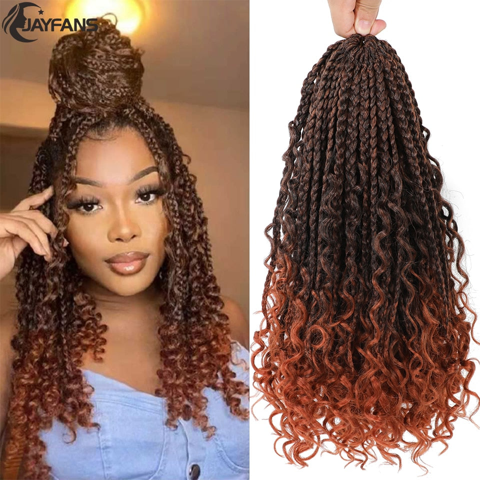 Jayfans 350 Color Bob Bohemian Box Crochet  Braids With Curly Ends 16Strands/Pack