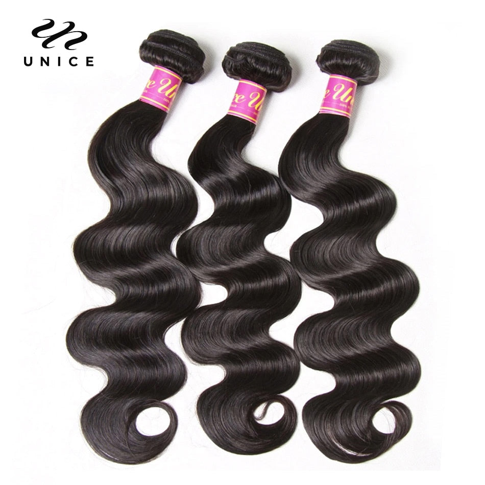 UNICE 30Inch Natural Color Body Wave Brazilian Virgin 100% Human Hair Weave 1/3/4 pcs