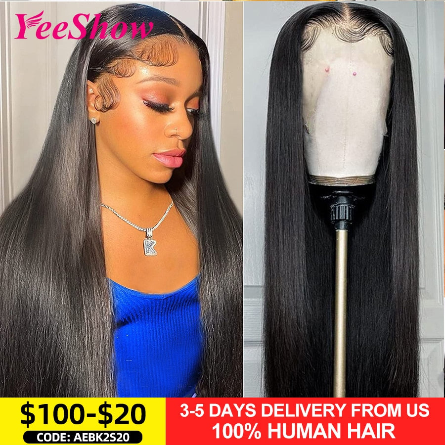 32 Inch Straight 13x4/ 13x6 Peruvian Human Hair Remy Transparent HD  Lace Frontal Wigs