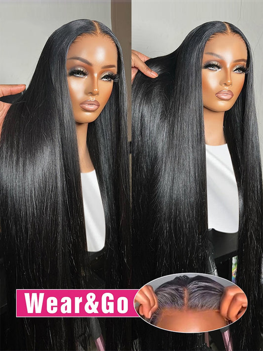 Glueless Preplucked Ready To Wear And Go Brazilian Bone Straight 13x4 HD Lace Frontal Human Hair Wig