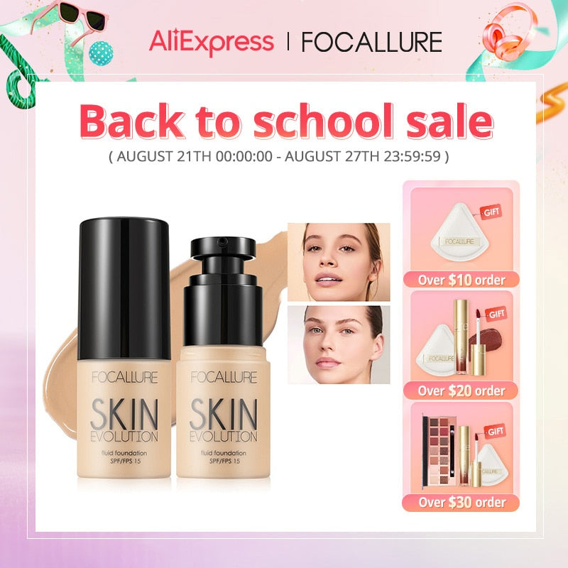 FOCALLURE Waterproof Matte Face Full Coverage Concealer Whitening Liquid Foundation