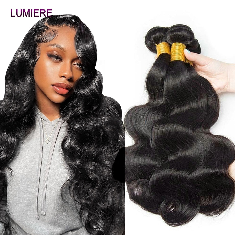 Lumiere 8-40 Inch Body Wave Brazilian Hair Weave Bundles 1/3/4 PCS Remy Raw Human Hair Extensions