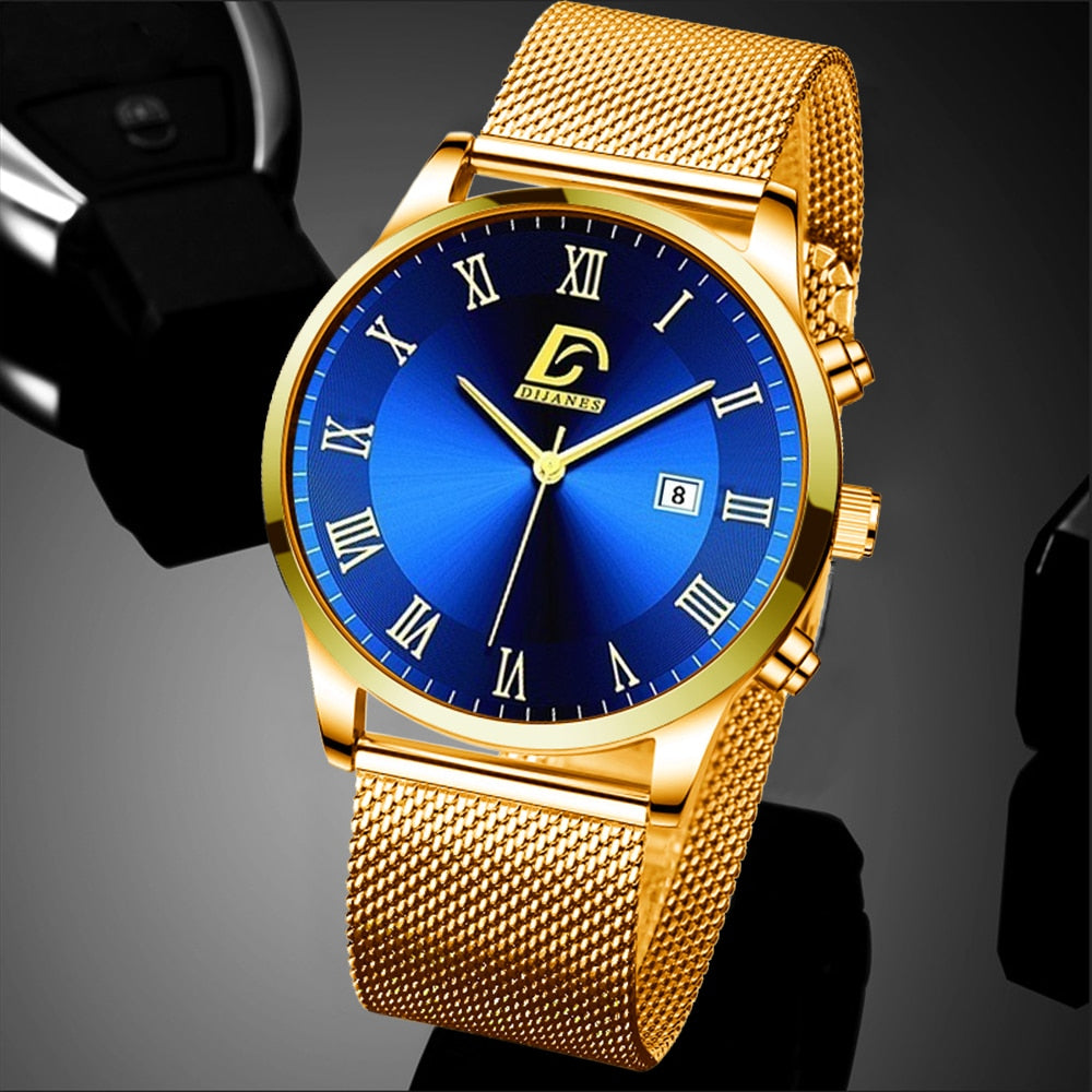 Men's  2022 Minimalist Luxury Stainless Steel Mesh Belt Quartz Wrist Watch