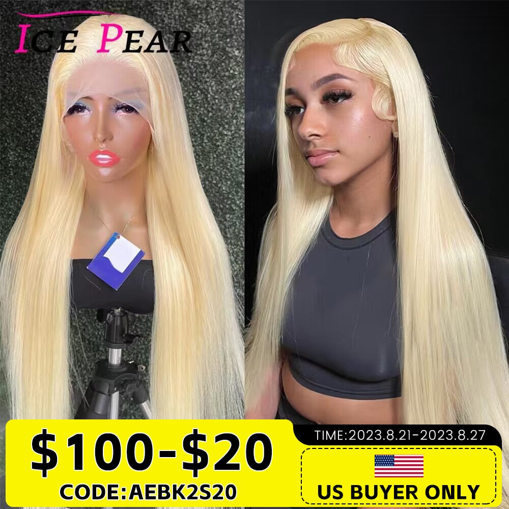 Blonde 13x4 HD Transparent Brazilian Bone Straight Human Hair 613 Lace Front Wigs