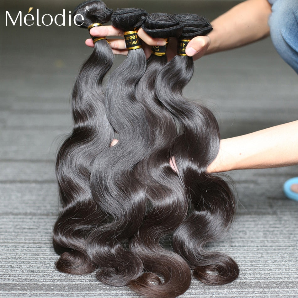 Melodie Body Wave 28 30 40 Inch Indian Remy Raw Virgin Unprocessed 100% Human Hair Water Wave Extensions 1 3 4 Bundles Deal