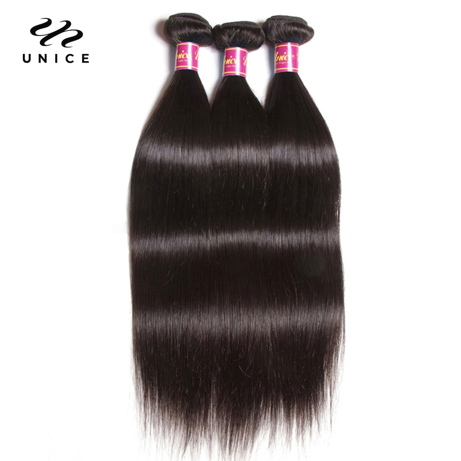 UNICE 30 Inch Brazilian Bone Straight 100% Human Virgin Hair Extension 1/3/4 PCS