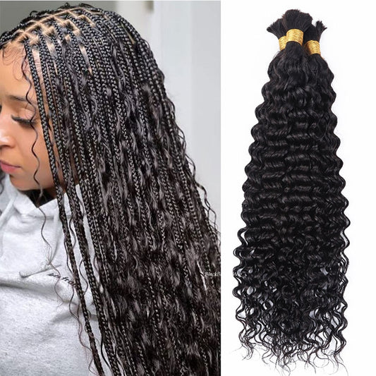 Micro Braiding Hair Bulk Deep Wave Malaysian Human Hair No Weft Crochet Braids Bundles Hair 100g 1Piece 10-30inch