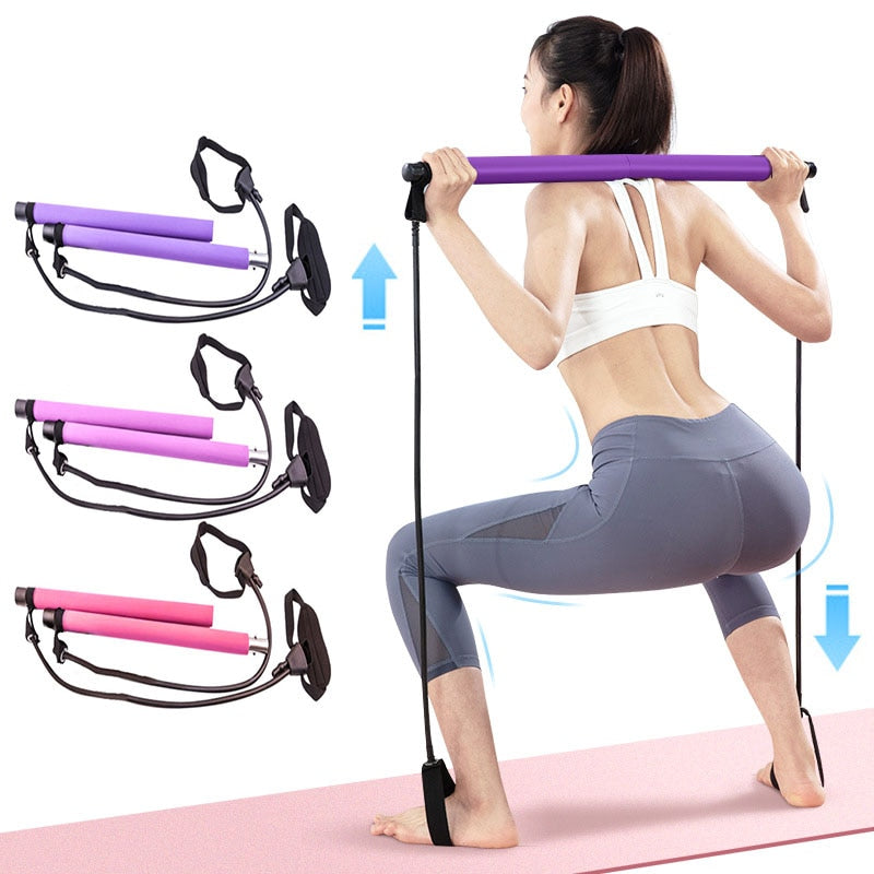 Yoga Crossfit Resistance Bands Pull Rope Rubber Pilates Stick